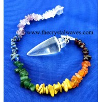 Crystal Quartz A Grade Smooth Pendulum With Chakra Chips Chain